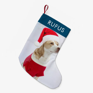 Dog Paw Themed Personalised Christmas Photo Small Christmas Stocking