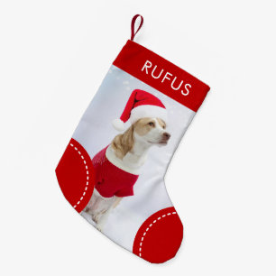 Dog Paw Themed Personalised Christmas Photo Small Christmas Stocking