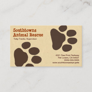 Dog Paw Tracks   Animal Lover   Pet Care Services Business Card