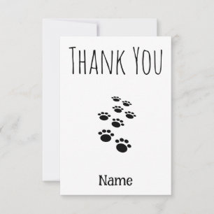 Dog Paw Tracks Custom Pet Thank You Card