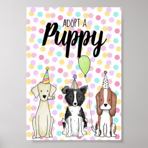 Dog Paw-ty Table Sign - adopt a puppy