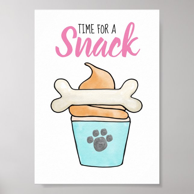 Dog Paw-ty Table Sign - snack, treat (Front)