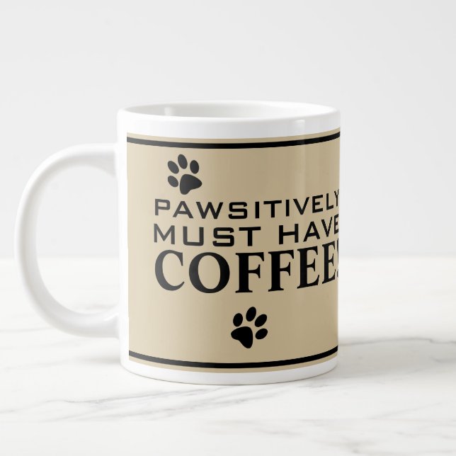 Dog Paw Typography Coffee Lover's Speciality Large Coffee Mug (Left)