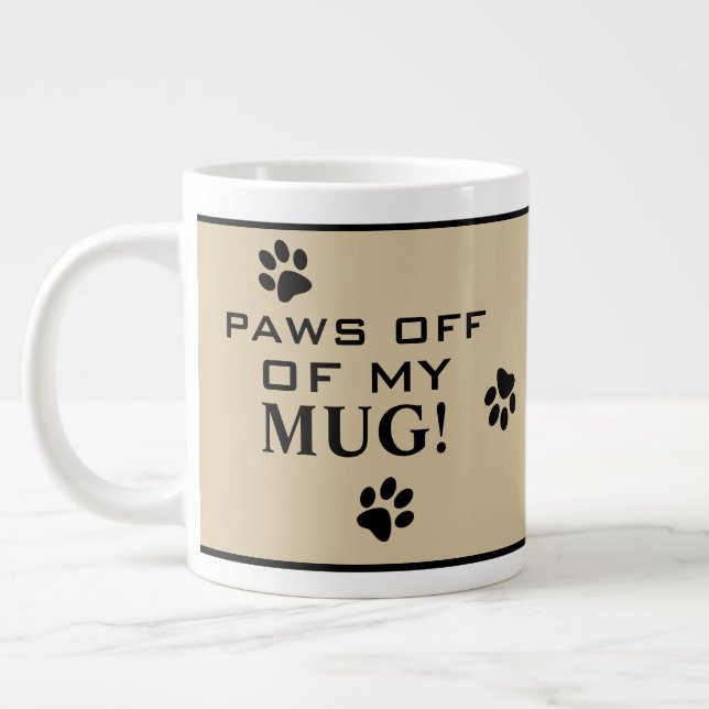 Dog Paw Typography Hot Beverage Custom Speciality Large Coffee Mug (Left)