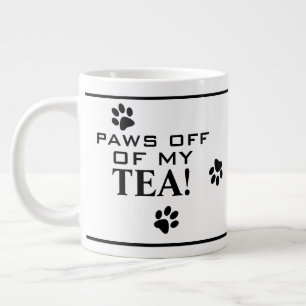 Dog Paw Typography Tea Lover's Black & White Large Coffee Mug