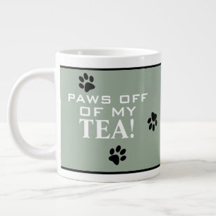 Dog Paw Typography Tea Lover's Green & White Large Coffee Mug