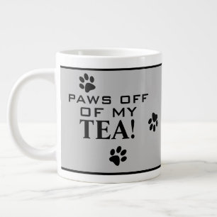 Dog Paw Typography Tea Lover's Grey Black Funny Large Coffee Mug