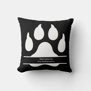 Dog Paw Welcome Rental BnB Lake House Throw Pillow