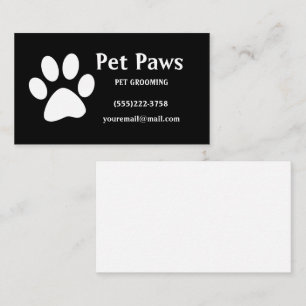 Dog Paw White Black Pet Grooming Service Busine Business Card