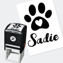 Dog Paw with Heart and Custom Name Signature