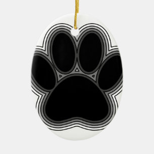 Dog Paw With Outlines Ceramic Tree Decoration