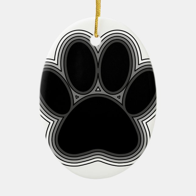 Dog Paw With Outlines Ceramic Tree Decoration (Front)