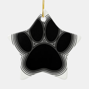 Dog Paw With Outlines Ceramic Tree Decoration