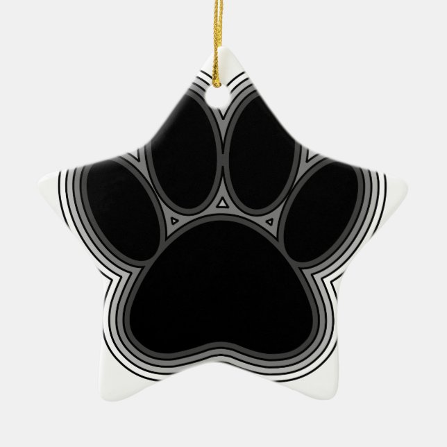 Dog Paw With Outlines Ceramic Tree Decoration (Front)