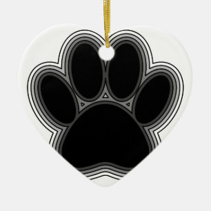 Dog Paw With Outlines Ceramic Tree Decoration