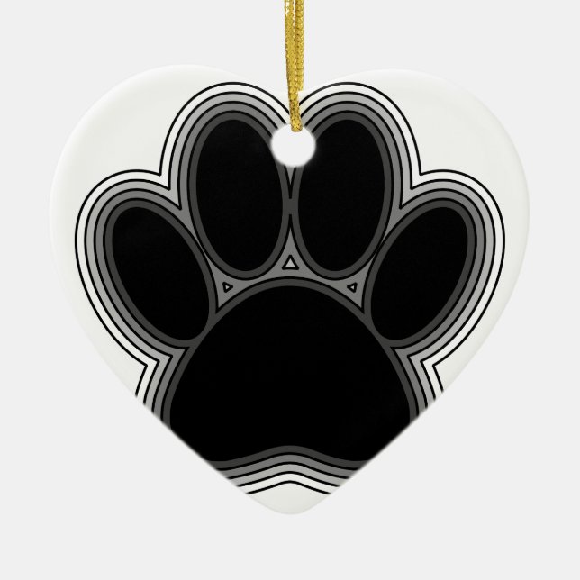 Dog Paw With Outlines Ceramic Tree Decoration (Front)