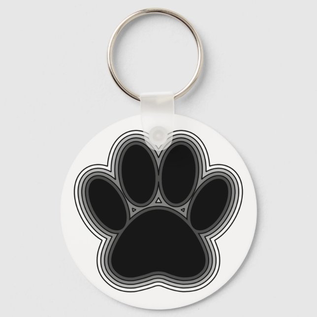Dog Paw With Outlines Key Ring (Front)
