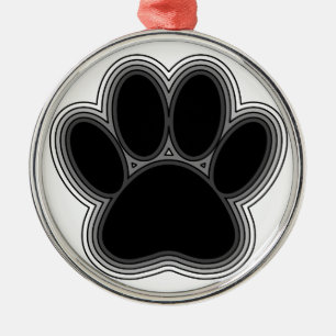Dog Paw With Outlines Metal Tree Decoration