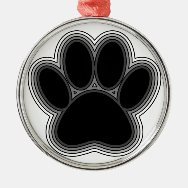 Dog Paw With Outlines Metal Tree Decoration (Front)