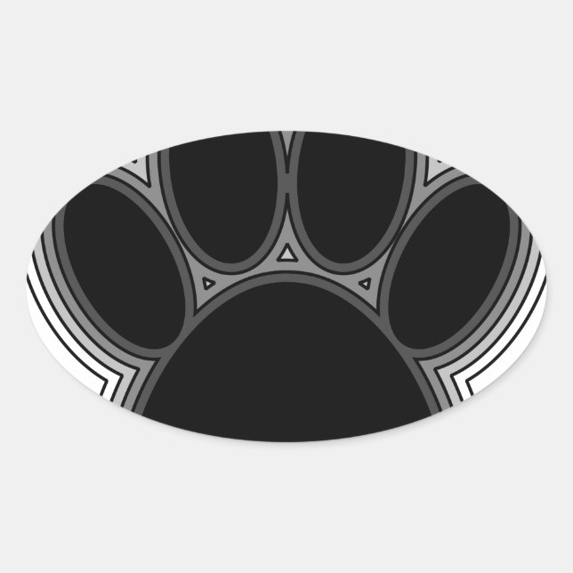 Dog Paw With Outlines Oval Sticker (Front)