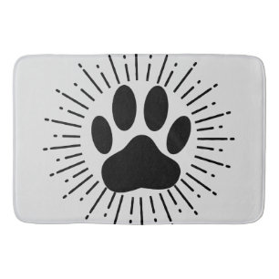 Dog Pawprint And Vintage Style Sunbeam Bath Mat