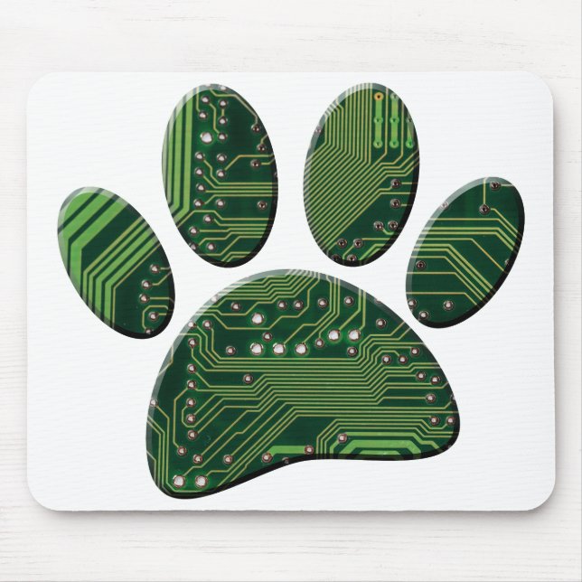 Dog Pawprint Circuit Board Mouse Mat (Front)