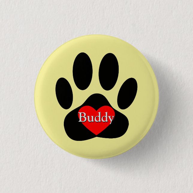 Dog Pawprint Custom Name 3 Cm Round Badge (Front)