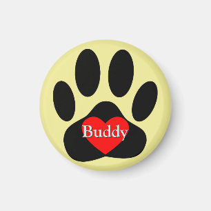 Dog Pawprint Custom Name Magnet