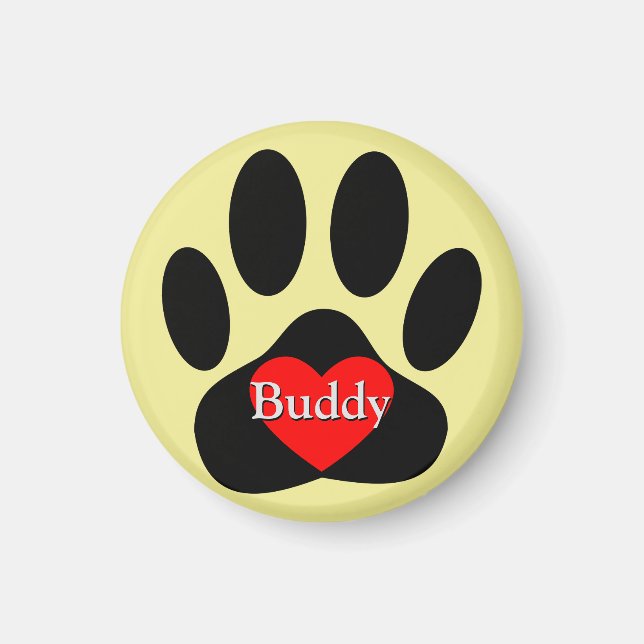 Dog Pawprint Custom Name Magnet (Front)