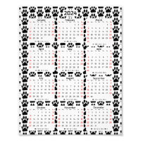 Dog Pawprint Pattern 2024 Calendar