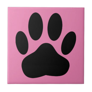 Dog Pawprint Pink Background Tile