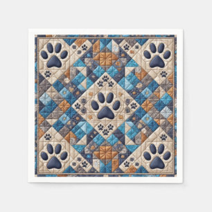 Dog Pawprint Quilt Design Napkin