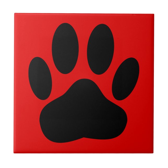 Dog Pawprint Red Background Tile (Front)
