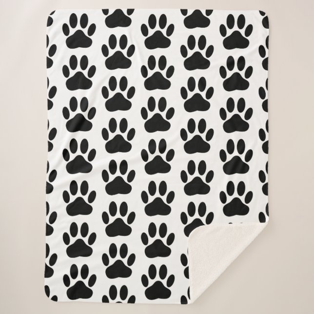 Dog Pawprint Sherpa Blanket (Front)