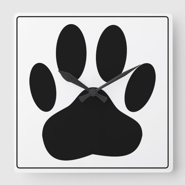 Dog Pawprint Square Wall Clock (Front)