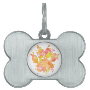 Dog Pawprint Watercolor Pet ID Tag