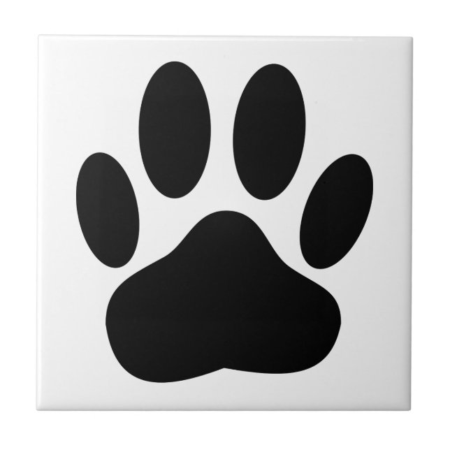 Dog Pawprint White Background Tile (Front)