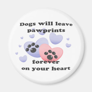 Dog Pawprints On The Heart Magnet