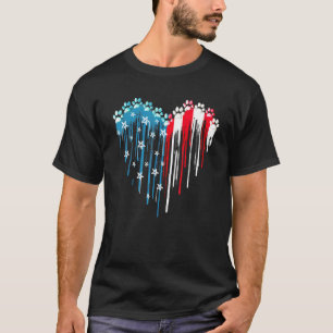 Dog Paws American Flag Patriot Dog Lover T-Shirt