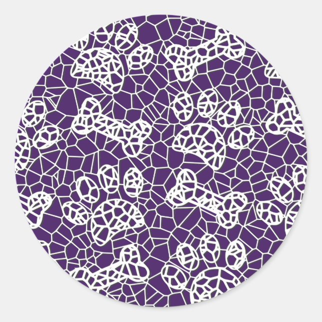 Dog Paws and Bones Faux Lace Art Print Classic Round Sticker (Front)