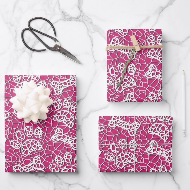 Dog Paws and Bones Faux Lace Art Print Wrapping Paper Sheet (Front)