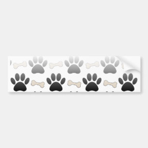 Dog Paws And Bones With Gradient Bumper Sticker