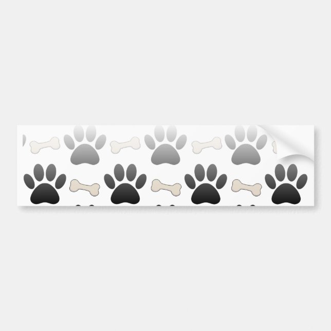 Dog Paws And Bones With Gradient Bumper Sticker (Front)