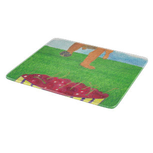 Dog paws and cherry cutting board