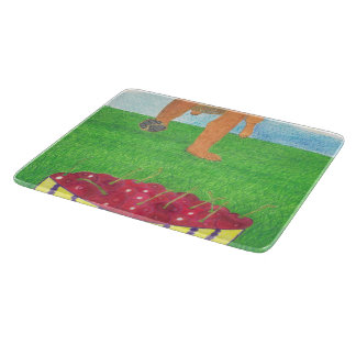 Dog paws and cherry cutting board