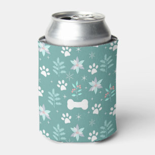 Dog Paws and Holiday Bones Pattern Can Cooler