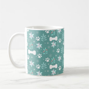 Dog Paws and Holiday Bones Pattern Coffee Mug