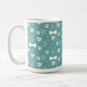 Dog Paws and Holiday Bones Pattern Coffee Mug