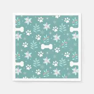 Dog Paws and Holiday Bones Pattern Napkin