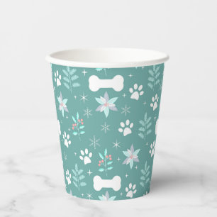 Dog Paws and Holiday Bones Pattern Paper Cups